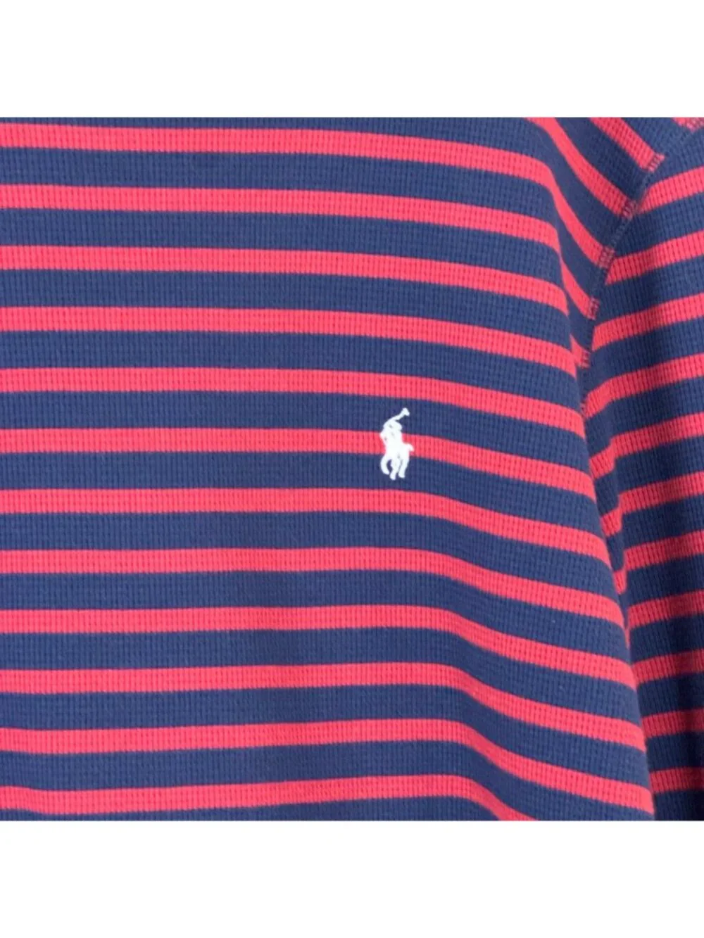Polo Ralph Lauren Sleep Shirt Navy Blue Red Men's XL Waffle Knit Long Sleeve EUC